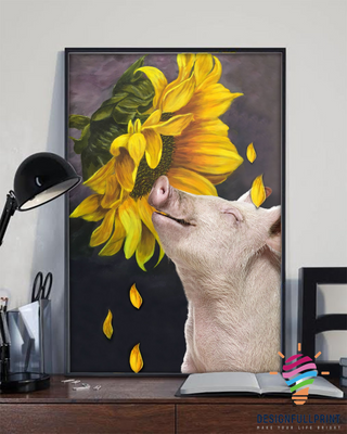 Pig Sunflower Canvas Art and Poster CM Gifts For Dog Lovers