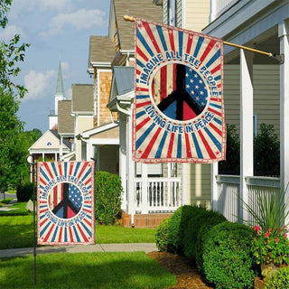 Gift For Hippie Living In Peace Hippie Symbol Imagine All the People US FLag LN