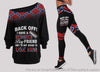 Back Off I Have A Crazy Redneck Boyfriend And Im Not Afraid to Use Him Off Shoulder Long Sleeves Top and Leggings Set
