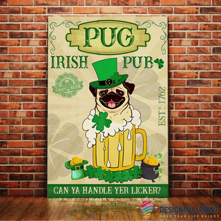 Happy St Patricks Day Pug Dog Dog Lover CH Poster Canvas
