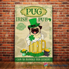 Happy St Patricks Day Pug Dog Dog Lover CH Poster Canvas