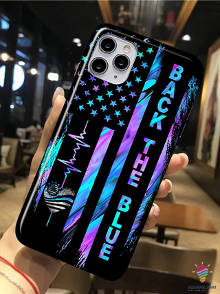 Gifts for Police Officers Hologram Blue Police US Flag Back The Blue Gift For Police Officer Phone Case CH