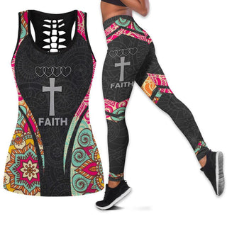 Gift For Christian Jesus Faith Tank Top and Leggings Set Christian Workout Tanks