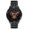 3D Skull Watch - Stainless steel back with leather/ stainless steel band 001 - designfullprint