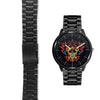 3D Skull Watch - Stainless steel back with leather/ stainless steel band 001 - designfullprint