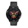 3D Skull Watch - Stainless steel back with leather/ stainless steel band 001 - designfullprint