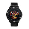 3D Skull Watch - Stainless steel back with leather/ stainless steel band 001 - designfullprint