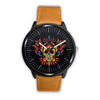 3D Skull Watch - Stainless steel back with leather/ stainless steel band 001 - designfullprint