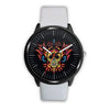 3D Skull Watch - Stainless steel back with leather/ stainless steel band 001 - designfullprint