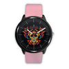 3D Skull Watch - Stainless steel back with leather/ stainless steel band 001 - designfullprint