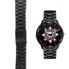 3D Skull Watch - Stainless steel back with leather/ stainless steel band 003 - designfullprint