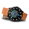 3D Skull Watch - Stainless steel back with leather/ stainless steel band 004 - designfullprint
