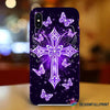 Gift For Butterfly Lover Gift For Christian Purple Butterfly Jesus Cross Phone Case HG