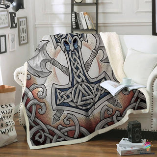 Gift For Viking Lover Viking Sherpa and Quilt Blanket LN
