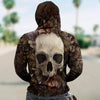 3D Skull and Decaying Flower Unisex Zip Up Hoodie 014 - designfullprint