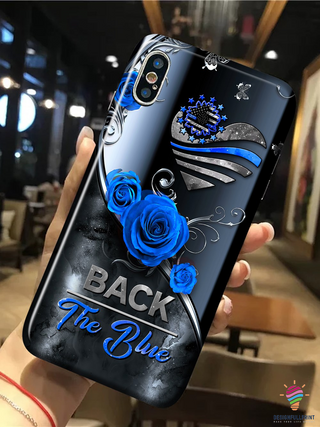 Gifts for Police Officers Heart And Blue Rose Police US Flag Back The Blue Gift For Police Officer Phone Case CH