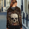 3D Skull and Decaying Flower Unisex Zip Up Hoodie 016 - designfullprint