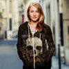 3D Skull and Decaying Flower Unisex Zip Up Hoodie 016 - designfullprint