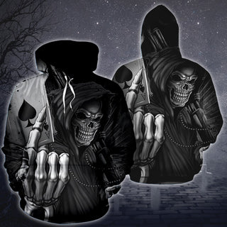 New Poker King Skull 3D Hoodie 01 - designfullprint