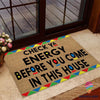 Black Pride Check Ya Energy  African American Coir Pattern Print Doormat HG