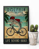 Dolphin Cycling Club Funny Beach Theme Retro Poster PA
