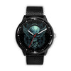 Skull Watch - Stainless steel back with leather/ stainless steel band 007 - designfullprint