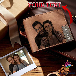Men's Personalized Photo Engraved Wallet for Men Custom Photo Unique Gift For Men Personalized Name Men Wallet NHD