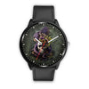 Skull Watch - Stainless steel back with leather/ stainless steel band 008 - designfullprint