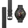 Skull Watch - Stainless steel back with leather/ stainless steel band 008 - designfullprint