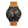 Skull Watch - Stainless steel back with leather/ stainless steel band 008 - designfullprint