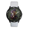 Skull Watch - Stainless steel back with leather/ stainless steel band 008 - designfullprint