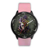Skull Watch - Stainless steel back with leather/ stainless steel band 008 - designfullprint