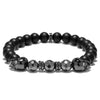 Multi-Color Natural Stone Matte Skull Bracelets