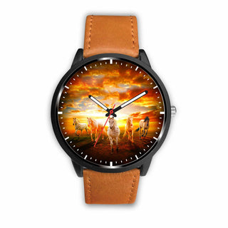 Awesome 3D Sunrise Horse Watch - Stainless Steel Back With Leather/ Stainless Steel Band 001 - designfullprint