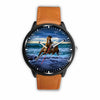 Awesome 3D Blue Sea and Horse - Stainless Steel Back With Leather/ Stainless Steel Band 002 - designfullprint