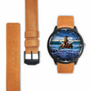 Awesome 3D Blue Sea and Horse - Stainless Steel Back With Leather/ Stainless Steel Band 002 - designfullprint