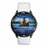 Awesome 3D Blue Sea and Horse - Stainless Steel Back With Leather/ Stainless Steel Band 002 - designfullprint