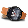 3D White Horses Running In The Sea Watch - Stainless Steel Back With Leather/ Stainless Steel Band 003 - designfullprint