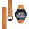 3D White Horses Running In The Sea Watch - Stainless Steel Back With Leather/ Stainless Steel Band 003 - designfullprint