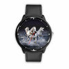 3D White Horses Running In The Sea Watch - Stainless Steel Back With Leather/ Stainless Steel Band 003 - designfullprint