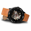 3D Wolf and Dream-catcher Watch - Stainless steel back with leather/ stainless steel band 001 - designfullprint