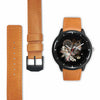 3D Wolf and Dream-catcher Watch - Stainless steel back with leather/ stainless steel band 001 - designfullprint