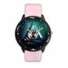 3D Wolf Watch - Stainless steel back with leather/ stainless steel band 002 - designfullprint