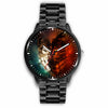 3D Ice and Fire Wolf Watch - Stainless steel back with leather/ stainless steel band 003 - designfullprint