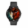 3D Ice and Fire Wolf Watch - Stainless steel back with leather/ stainless steel band 003 - designfullprint