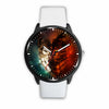 3D Ice and Fire Wolf Watch - Stainless steel back with leather/ stainless steel band 003 - designfullprint