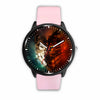 3D Ice and Fire Wolf Watch - Stainless steel back with leather/ stainless steel band 003 - designfullprint