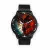 3D Ice and Fire Wolf Watch - Stainless steel back with leather/ stainless steel band 003 - designfullprint