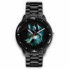 3D Neon Wolf Watch - Stainless steel back with leather/ stainless steel band 005 - designfullprint