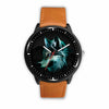 3D Neon Wolf Watch - Stainless steel back with leather/ stainless steel band 005 - designfullprint